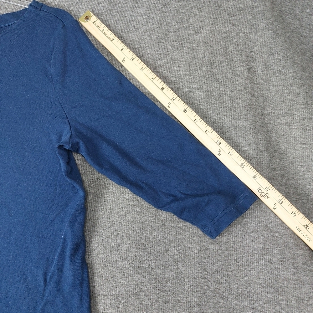 CROFT & BARROW WOMENS BLUE BASIC 3/4 SLEEVE BOAT NECK 100% COTTON TOP SIZE XL - Picture 2 of 6